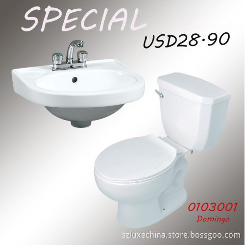 Hot sale WC dual flush siphonic low price two piece colour toilet